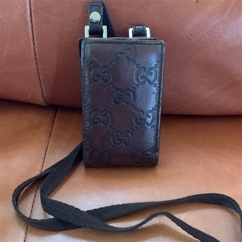 gucci phone case with lanyard|Authentic Gucci Guccissima Leather Cell phone case with lanyard.